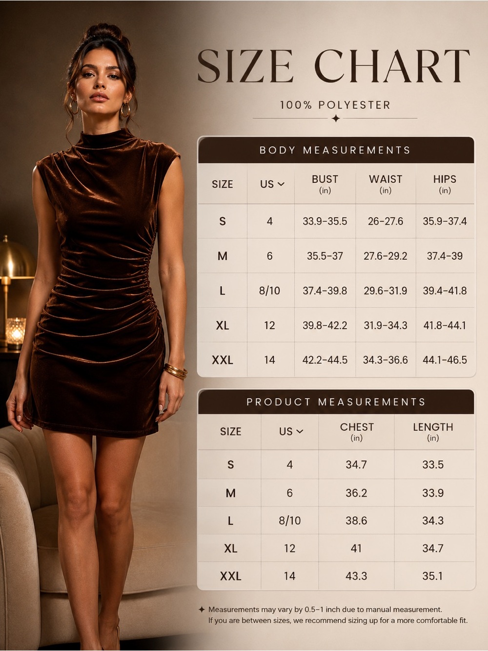 Brown Mock Neck Velour Mini Dress - Picture 9 of 9